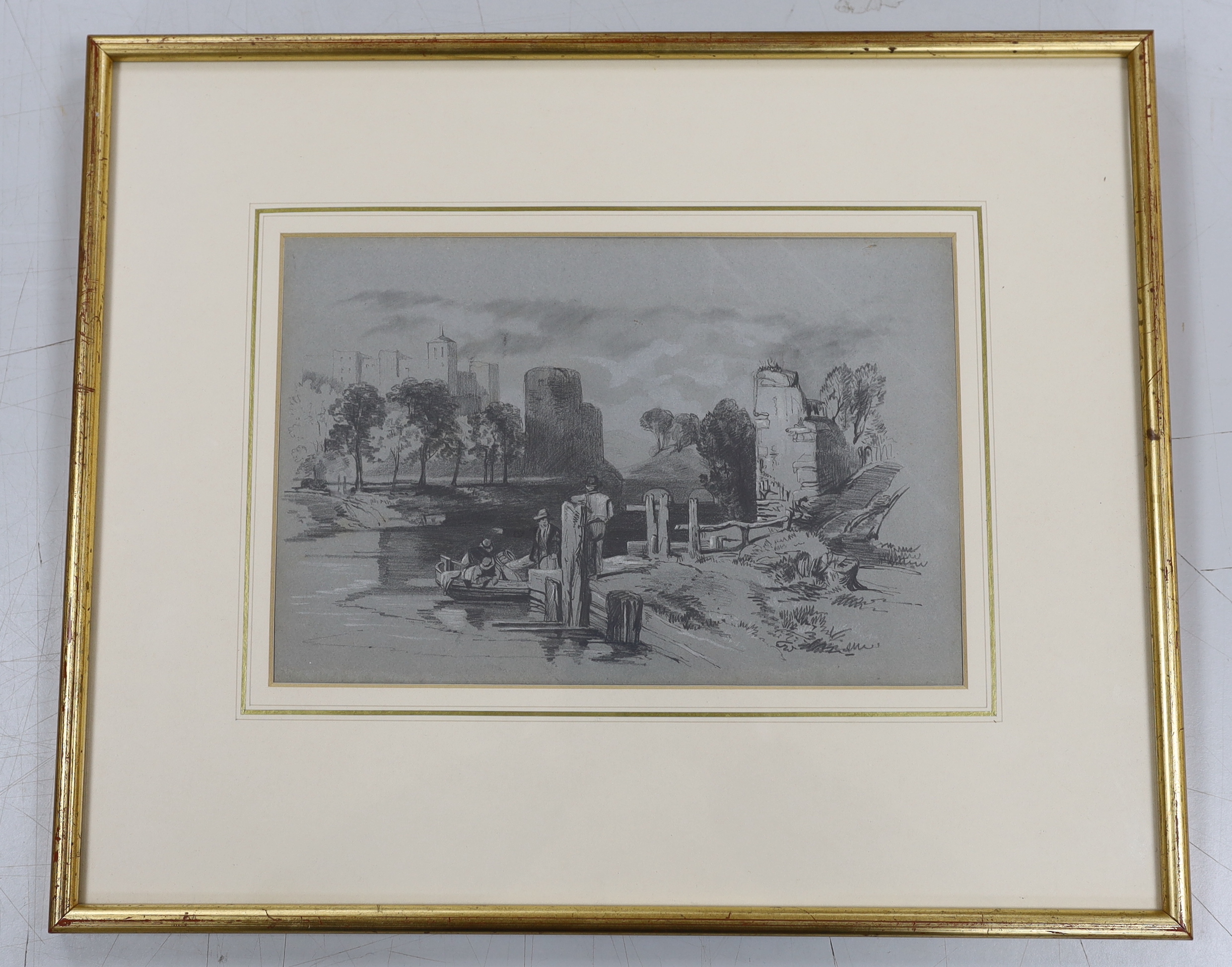 James Duffield Harding (1797-1863), pencil sketch, 'On the River Thames at Kew', inscribed verso 'Bought from Abbott & Holder 1984', 18 x 27cm